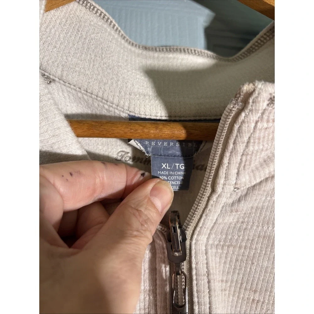 Tommy Bahama Reversible Quarter Zip Pullover Sz XL. Cotton & Tencel. - Picture 2 of 10